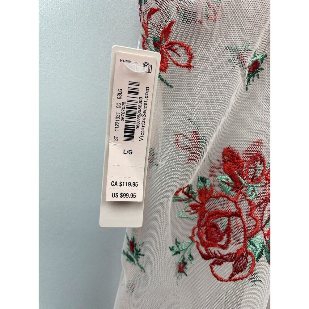 Victoria Secret Floral Embroidery Sheer Mesh Slip Size Large - Picture 4 of 11